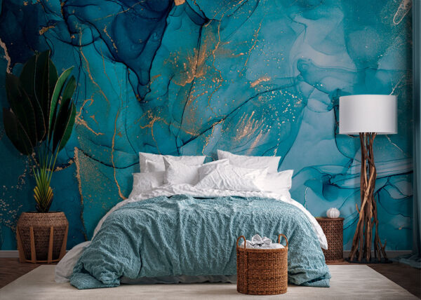 Papel de parede Arte abstrata em azul com detalhes metálicos (REF: u94262) Papel de parede Papel de parede Arte abstrata em azul com detalhes metálicos (REF: u94262)