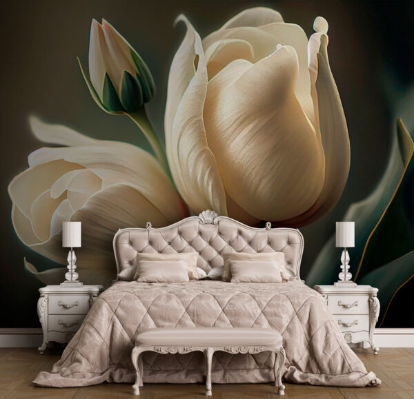 Papel de parede Tulipas cremosas em floração suave (REF: u94253) Papel de parede Papel de parede Tulipas cremosas em floração suave (REF: u94253)
