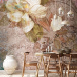 Papel de parede Flores suaves numa tela texturada