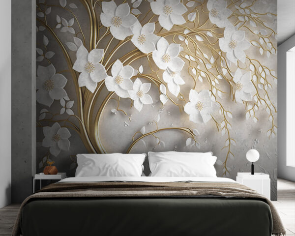 Ramos elegantes com flores brancas Papel de parede Ramos elegantes com flores brancas
