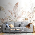Papel de parede Design botânico elegante com tons suaves.