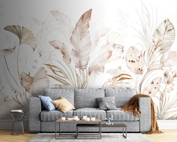 Design botânico elegante com tons suaves Papel de parede Design botânico elegante com tons suaves