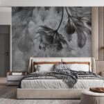 Papel de parede Folhas em design artístico monocromático.