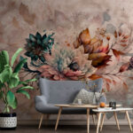 Papel de parede Arte floral elegante com tons suaves.