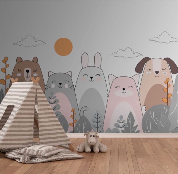Animais felizes a aproveitar o sol Papel de parede Animais felizes a aproveitar o sol