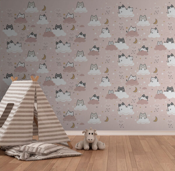 Padrão de gatos nas nuvens Papel de parede Padrão de gatos nas nuvens