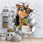 Papel de parede Girafa com óculos