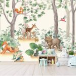 Papel de parede Animais da floresta num cenário caprichoso