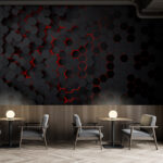 Papel de parede Hexágono vermelho e preto