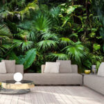 Papel de parede Cenário verdejante de floresta tropical.