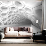 Papel de parede Wall murals White tunnel with hexagons