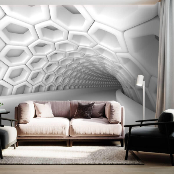 Papel de parede Wall murals White tunnel with hexagons (REF: u93596) Papel de parede Papel de parede Wall murals White tunnel with hexagons (REF: u93596)