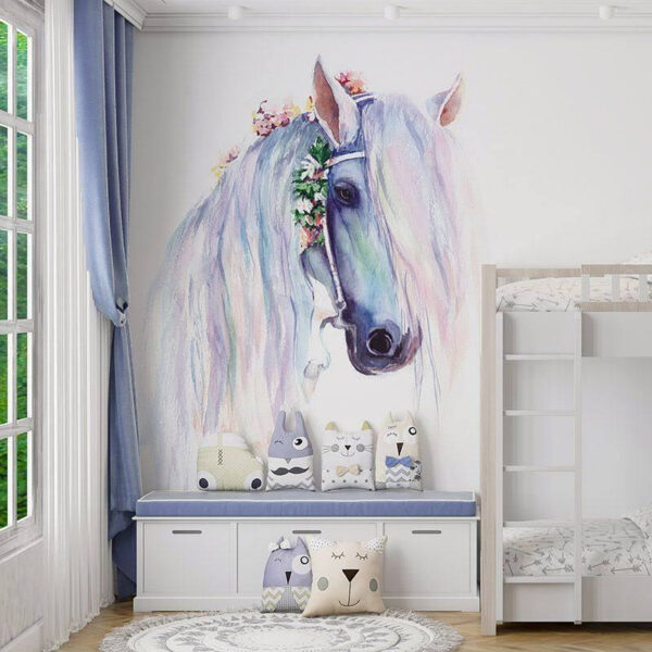 Cavalo majestoso adornado com flores Papel de parede Cavalo majestoso adornado com flores