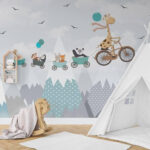 Papel de parede Girafa a andar de bicicleta