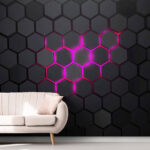 Papel de parede Hexágono roxo com um fundo preto