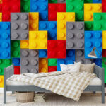 Papel de parede Puzzle de blocos de construção coloridos que se encaixam.