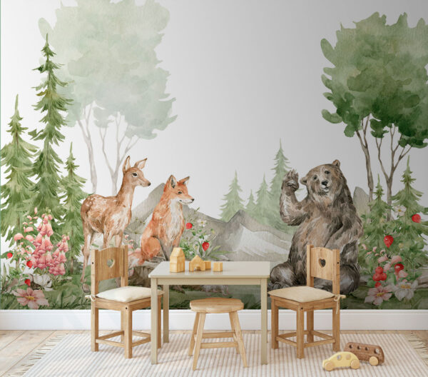 Animais da floresta cumprimentam-se calorosamente Papel de parede Animais da floresta cumprimentam-se calorosamente