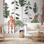 Papel de parede Grupo de animais numa floresta