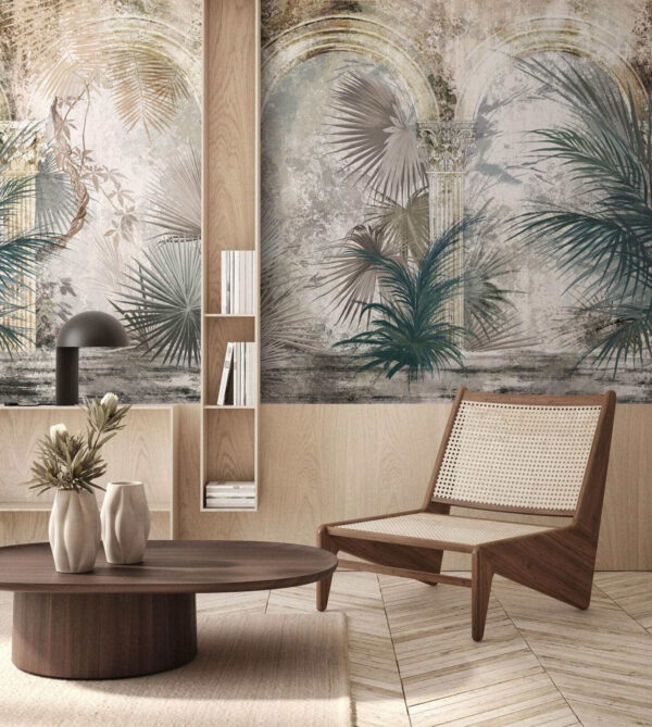Papel de parede Papel de parede Arcos antigos adornados com uma folhagem luxuriante. (REF: u78667)