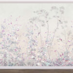 Papel de parede Flores em tons pastel e pássaros em harmonia.