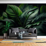 Papel de parede Folhas verdes exuberantes em harmonia.