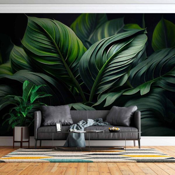 Folhas verdes exuberantes em harmonia Papel de parede Folhas verdes exuberantes em harmonia