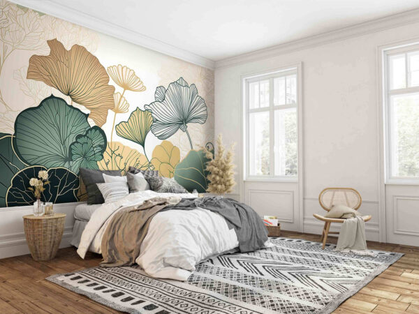 Folhas elegantes com design artístico Papel de parede Folhas elegantes com design artístico