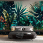Papel de parede Folhagem tropical vibrante em harmonia.