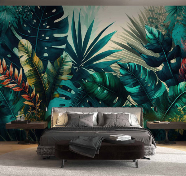 Papel de parede Folhagem tropical vibrante em harmonia (REF: u75437) Papel de parede Papel de parede Folhagem tropical vibrante em harmonia (REF: u75437)