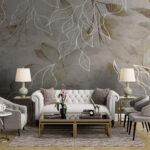 Papel de parede Desenho floral elegante com linhas delicadas.