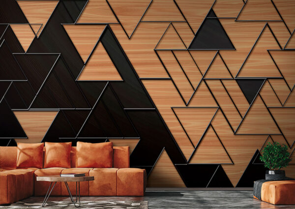 Papel de parede Triângulos geométricos com textura de madeira (REF: u75167) Papel de parede Papel de parede Triângulos geométricos com textura de madeira (REF: u75167)