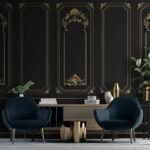 Papel de parede Painéis pretos elegantes com acabamentos ornamentados