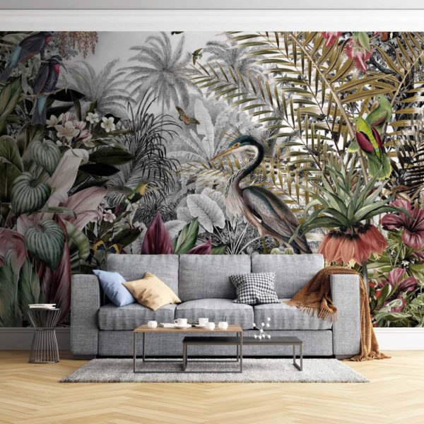 Papel de parede Paraíso tropical com vida selvagem exótica