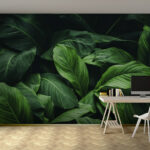 Papel de parede Folhas verdes exuberantes em harmonia.