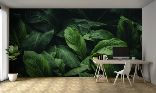 Folhas verdes exuberantes em harmonia Papel de parede Folhas verdes exuberantes em harmonia