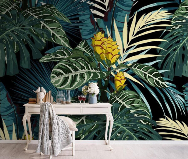 Padrão de plantas tropicais Papel de parede Padrão de plantas tropicais