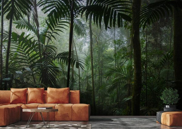Selva densa com atmosfera enevoada Papel de parede Selva densa com atmosfera enevoada