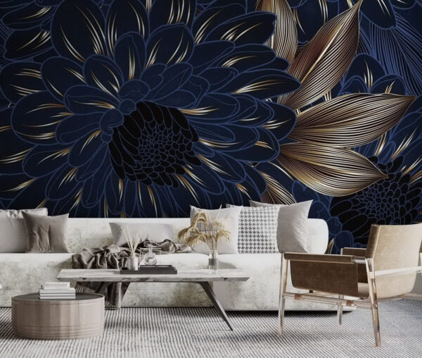 Design floral elegante com tons escuros Papel de parede Design floral elegante com tons escuros