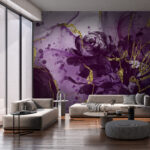 Papel de parede Desenho abstrato floral roxo elegante.