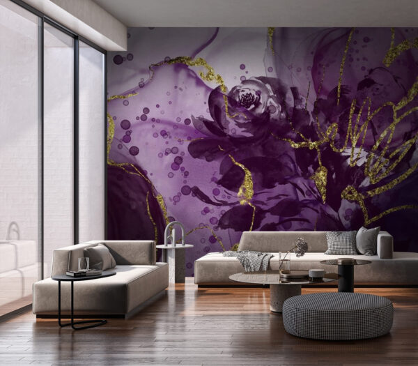 Desenho abstrato floral roxo elegante Papel de parede Desenho abstrato floral roxo elegante