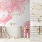 Papel de parede Redemoinhos cor-de-rosa fluidos com toques de brilho