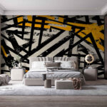 Papel de parede Padrão preto e amarelo