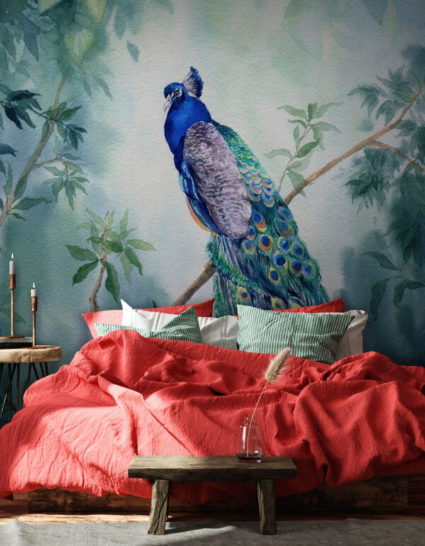 Aguarela de um pavão Papel de parede Aguarela de um pavão