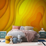 Papel de parede Formas recortadas em papel amarelo e laranja