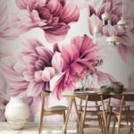 Papel de parede Delicadas pétalas cor-de-rosa em flor.