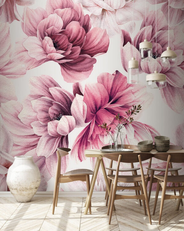 Delicadas pétalas cor-de-rosa em flor Papel de parede Delicadas pétalas cor-de-rosa em flor