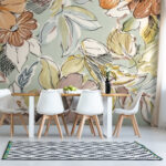 Papel de parede Padrão floral vintage com tons pastel.
