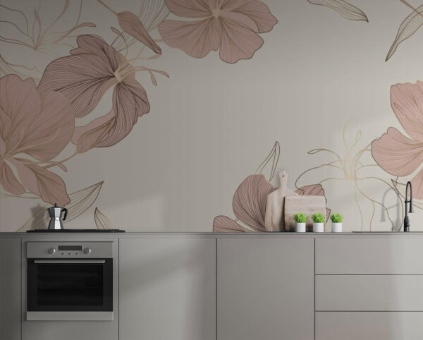 Delicado desenho de linhas florais Papel de parede Delicado desenho de linhas florais