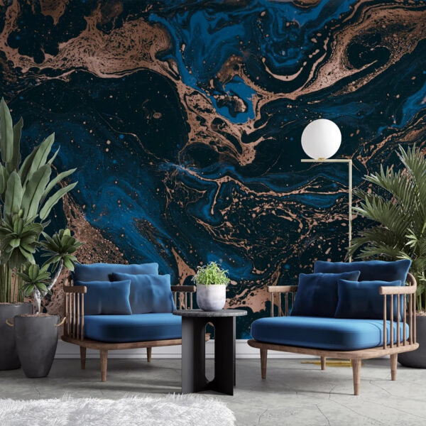 Líquido azul e castanho Papel de parede Líquido azul e castanho