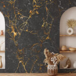 Papel de parede Elegante mármore preto com veios.